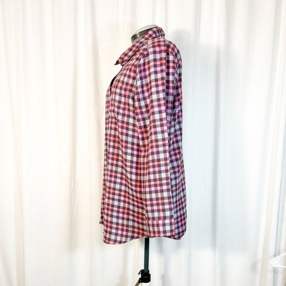 Free Press  NWOT Sz L Plaid Sleep Shirt Front Button Closure - Picture 3 of 5